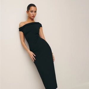 Black reformation off the shoulder dress